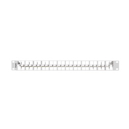Lanberg PPKS-1248-S 19"/1U moduláris üres szürke patch panel 24 db  FTP Keystone jack fogadására, kábeltartóval