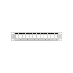 Lanberg PPKS-9112-S 10" 1U üres szürke patch panel 12 db Keystone jack fogadására, kábeltartóval