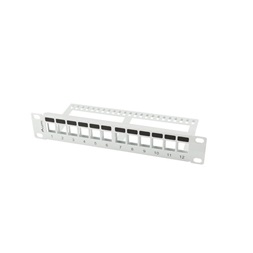 Lanberg PPKS-9112-S 10" 1U üres szürke patch panel 12 db Keystone jack fogadására, kábeltartóval