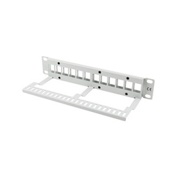 Lanberg PPKS-9112-S 10" 1U üres szürke patch panel 12 db Keystone jack fogadására, kábeltartóval
