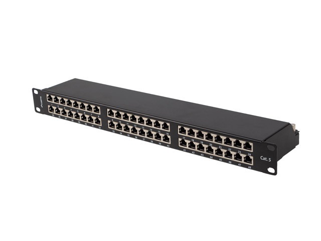 Lanberg PPS5-1048-B 19"/1U 48port Cat.5e FTP árnyékolt fekete patch panel