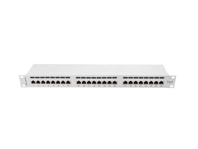 Lanberg PPS6-1024-S 19" 1U 24port Cat.6 FTP árnyékolt szürke patch panel