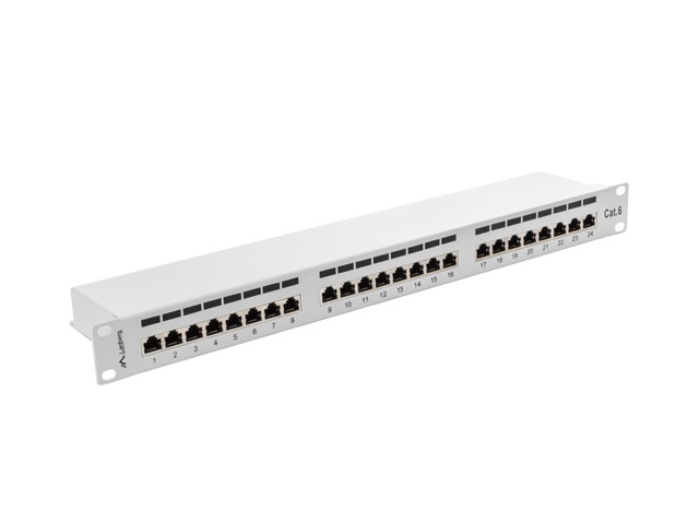 Lanberg PPS6-1024-S 19" 1U 24port Cat.6 FTP árnyékolt szürke patch panel