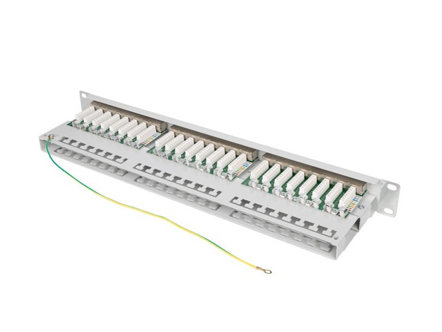 Lanberg PPS6-1048-S 19"/1U 48port Cat.6 FTP árnyékolt szürke patch panel