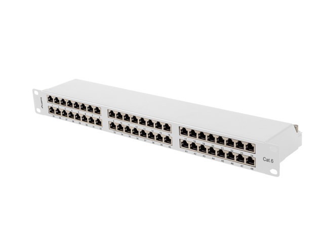 Lanberg PPS6-1048-S 19"/1U 48port Cat.6 FTP árnyékolt szürke patch panel