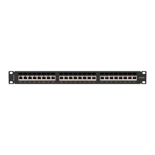 Lanberg PPSA-1024-B 19" 1U 24port Cat.6A FTP árnyékolt fekete patch panel
