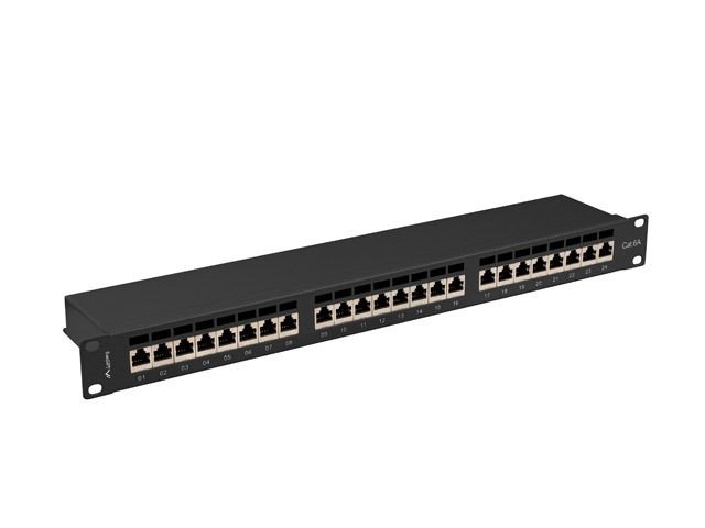 Lanberg PPSA-1024-B 19" 1U 24port Cat.6A FTP árnyékolt fekete patch panel