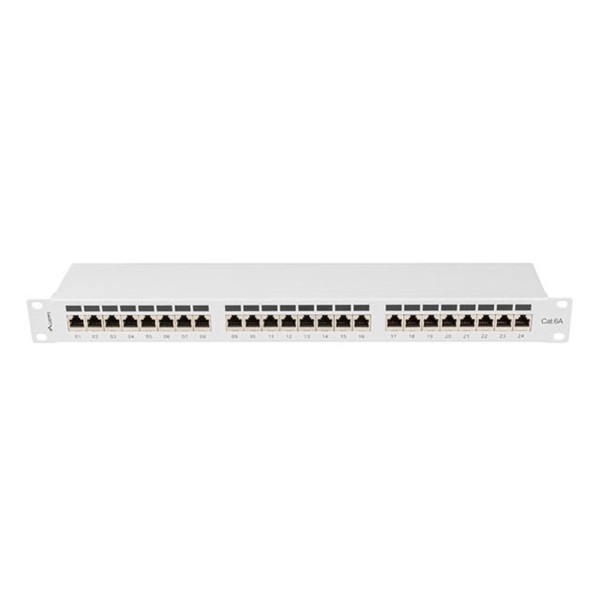 Lanberg PPSA-1024-S 19" 1U 24port Cat.6A FTP árnyékolt szürke patch panel