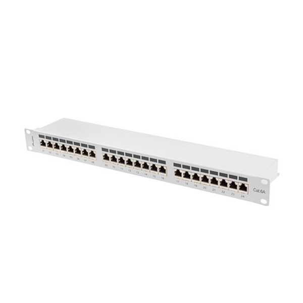 Lanberg PPSA-1024-S 19" 1U 24port Cat.6A FTP árnyékolt szürke patch panel