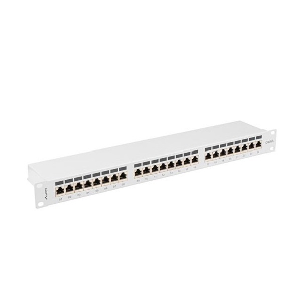 Lanberg PPSA-1024-S 19" 1U 24port Cat.6A FTP árnyékolt szürke patch panel