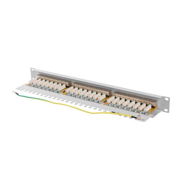 Lanberg PPSA-1024-S 19" 1U 24port Cat.6A FTP árnyékolt szürke patch panel