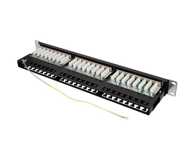Lanberg PPSA-1048-B 19"/1U 48port Cat.6A FTP árnyékolt szürke patch panel