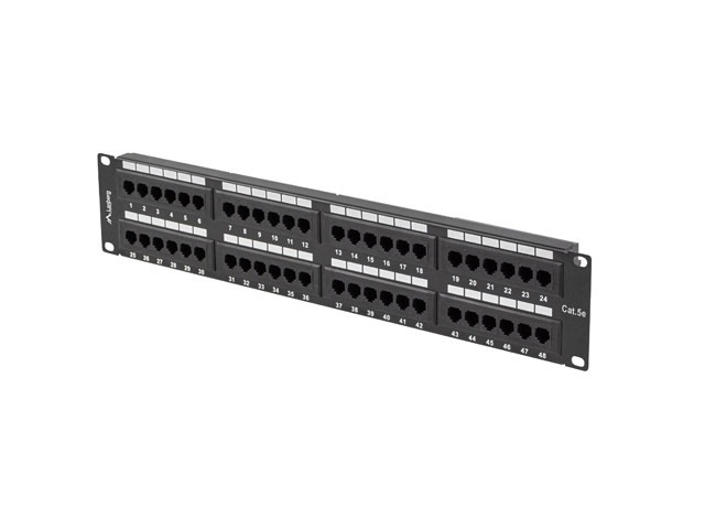 Lanberg PPU5-2048-B 19" 2U 48port Cat.5e UTP árnyékolatlan fekete patch panel
