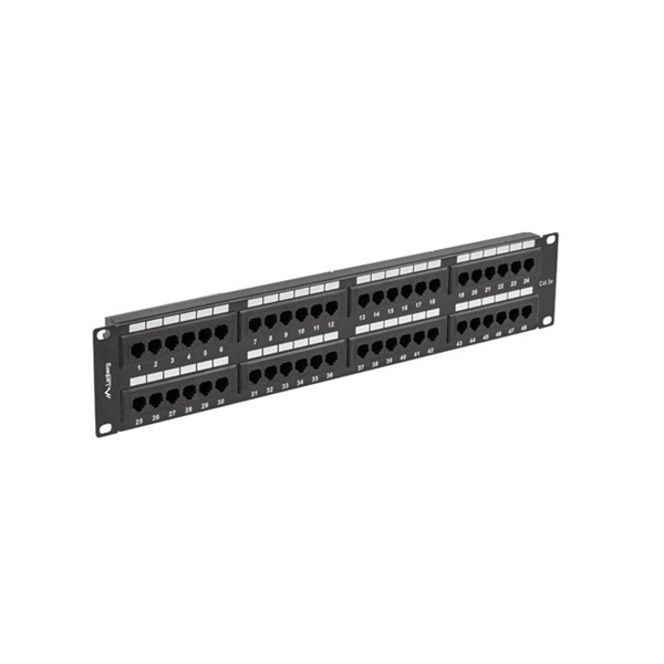 Lanberg PPU5-2048-B 19" 2U 48port Cat.5e UTP árnyékolatlan fekete patch panel