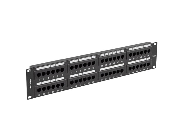 Lanberg PPU5-2048-B 19" 2U 48port Cat.5e UTP árnyékolatlan fekete patch panel