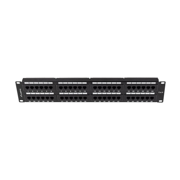 Lanberg PPU6-2048-B 19" 2U 48port Cat.6 UTP árnyékolatlan fekete patch panel
