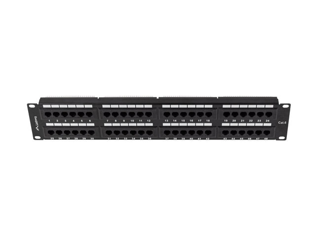 Lanberg PPU6-2048-B 19" 2U 48port Cat.6 UTP árnyékolatlan fekete patch panel