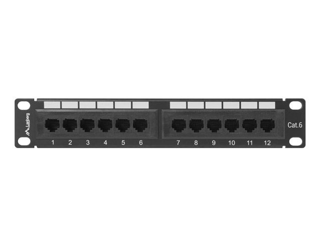 Lanberg PPU6-9012-B 10" 1U 12port Cat.6 UTP árnyékolatlan fekete patch panel