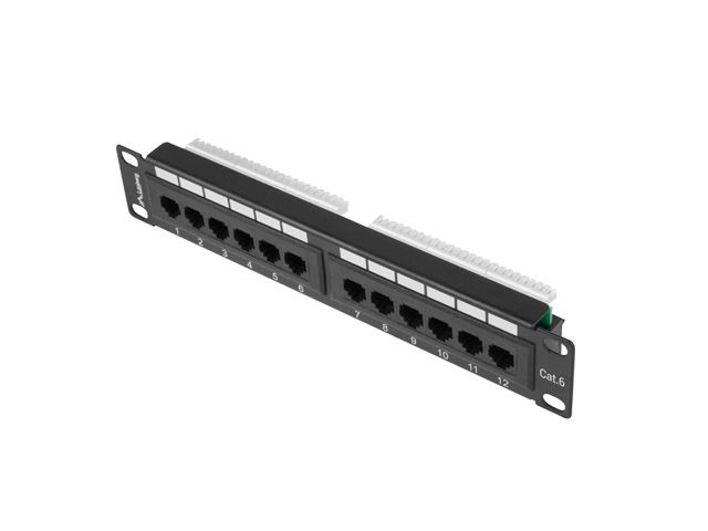 Lanberg PPU6-9012-B 10" 1U 12port Cat.6 UTP árnyékolatlan fekete patch panel