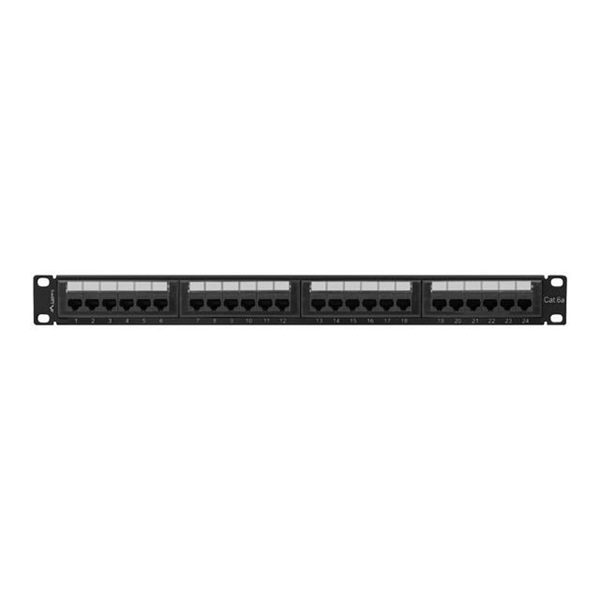 Lanberg PPUA-1024-B 19" 1U 24port Cat.6A UTP árnyékolatlan fekete patch panel