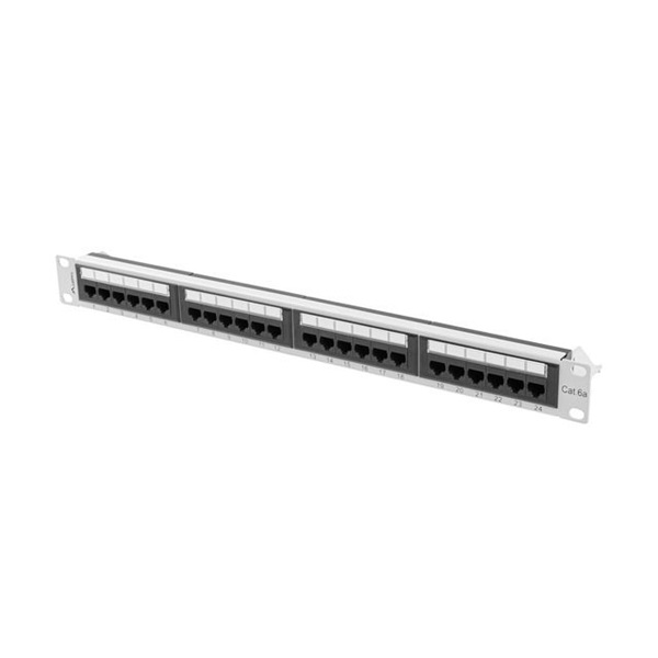 Lanberg PPUA-1024-S 19" 1U 24port Cat.6A UTP árnyékolatlan szürke patch panel