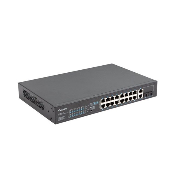 Lanberg RSFE-16P-2C-250 16x100Mbps PoE+ LAN 2x1GbE RJ45/SFP combo port nem menedzselhető PoE switch