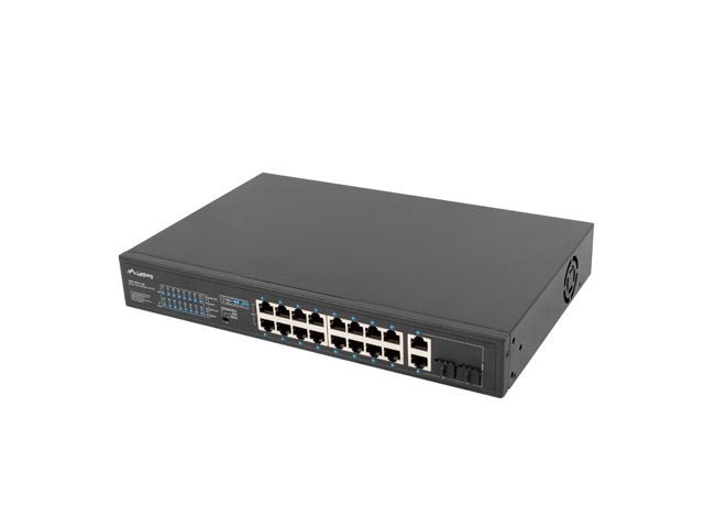Lanberg RSFE-16P-2C-250 16x100Mbps PoE+ LAN 2x1GbE RJ45/SFP combo port nem menedzselhető PoE switch