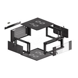Lanberg WAFA-5604-10B 19" 12U SZÉL:570mm MÉLY:600mm MAG:277mm összeszerelt üvegajtós fekete fali rack szekrény