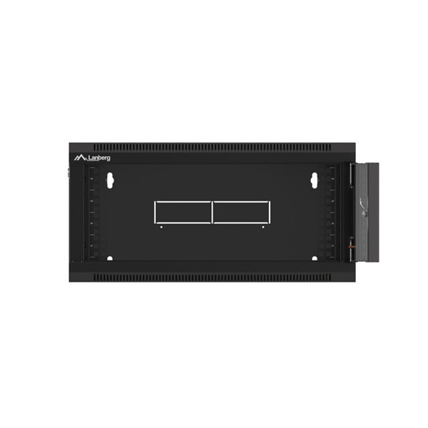 Lanberg WAFA-5604-10B 19" 12U SZÉL:570mm MÉLY:600mm MAG:277mm összeszerelt üvegajtós fekete fali rack szekrény
