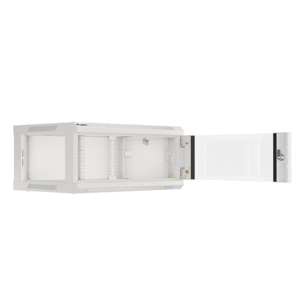 Lanberg WF01-6404-10S 19" 4U SZÉL:600mm MÉLY:450mm MAG:290mm lapraszerelt üvegajtós szürke fali rack szekrény