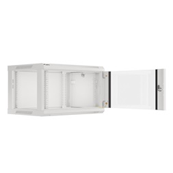 Lanberg WF01-6406-10S 19" 6U SZÉL:600mm MÉLY:450mm MAG:379mm lapraszerelt üvegajtós szürke fali rack szekrény