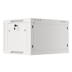 Lanberg WF01-6406-10S 19" 6U SZÉL:600mm MÉLY:450mm MAG:379mm lapraszerelt üvegajtós szürke fali rack szekrény