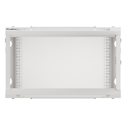 Lanberg WF01-6406-10S 19" 6U SZÉL:600mm MÉLY:450mm MAG:379mm lapraszerelt üvegajtós szürke fali rack szekrény