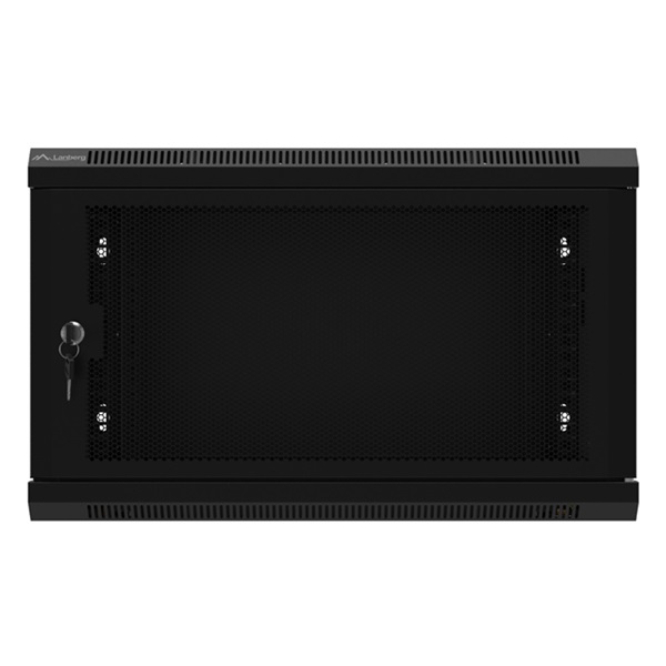 Lanberg WF01-6406-23B 19" 6U SZÉL:600mm MÉLY:450mm MAG:379mm lapraszerelt perforált ajtós fekete fali rack szekrény