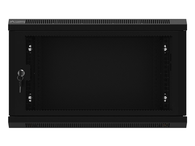 Lanberg WF01-6406-23B 19" 6U SZÉL:600mm MÉLY:450mm MAG:379mm lapraszerelt perforált ajtós fekete fali rack szekrény