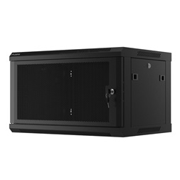Lanberg WF01-6406-23B 19" 6U SZÉL:600mm MÉLY:450mm MAG:379mm lapraszerelt perforált ajtós fekete fali rack szekrény