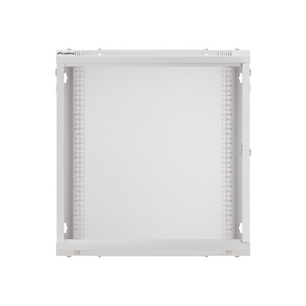 Lanberg WF01-6412-10S 19" 12U SZÉL:600mm MÉLY:450mm MAG:645mm lapraszerelt üvegajtós szürke fali rack szekrény
