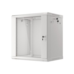 Lanberg WF01-6412-10S 19" 12U SZÉL:600mm MÉLY:450mm MAG:645mm lapraszerelt üvegajtós szürke fali rack szekrény