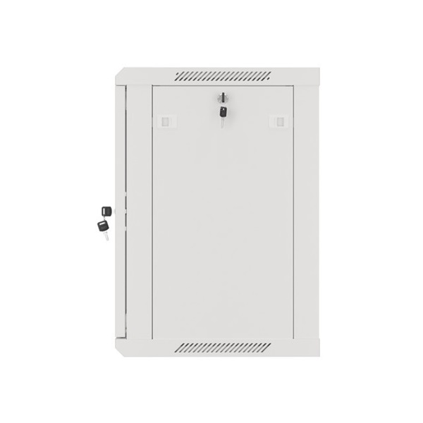 Lanberg WF01-6412-10S 19" 12U SZÉL:600mm MÉLY:450mm MAG:645mm lapraszerelt üvegajtós szürke fali rack szekrény