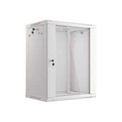 Lanberg WF01-6415-10S 19" 15U SZÉL:600mm MÉLY:450mm MAG:774mm lapraszerelt üvegajtós szürke fali rack szekrény