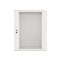 Lanberg WF01-6415-10S 19" 15U SZÉL:600mm MÉLY:450mm MAG:774mm lapraszerelt üvegajtós szürke fali rack szekrény
