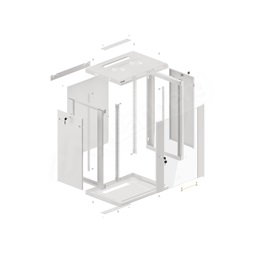 Lanberg WF01-6415-10S 19" 15U SZÉL:600mm MÉLY:450mm MAG:774mm lapraszerelt üvegajtós szürke fali rack szekrény