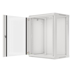 Lanberg WF01-6415-10S 19" 15U SZÉL:600mm MÉLY:450mm MAG:774mm lapraszerelt üvegajtós szürke fali rack szekrény