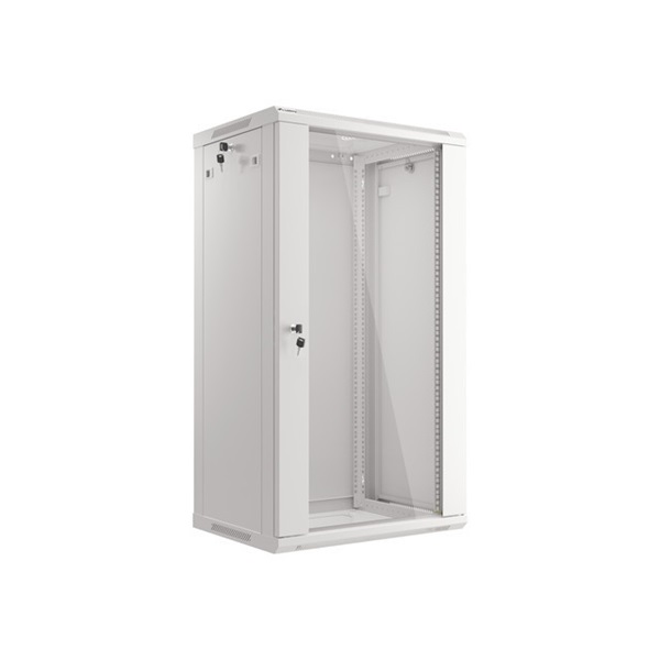 Lanberg WF01-6422-10S 19" 22U SZÉL:600mm MÉLY:450mm MAG:1085mm lapraszerelt üvegajtós szürke fali rack szekrény