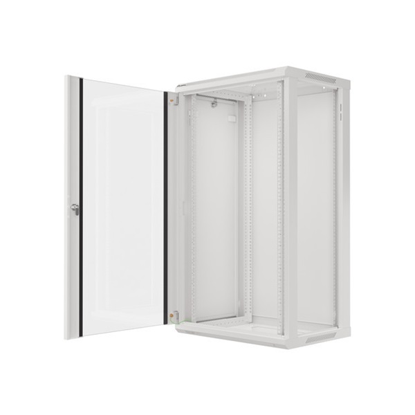Lanberg WF01-6422-10S 19" 22U SZÉL:600mm MÉLY:450mm MAG:1085mm lapraszerelt üvegajtós szürke fali rack szekrény