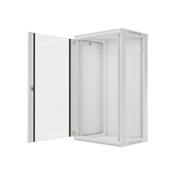 Lanberg WF01-6422-10S 19" 22U SZÉL:600mm MÉLY:450mm MAG:1085mm lapraszerelt üvegajtós szürke fali rack szekrény