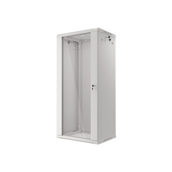 Lanberg WF01-6427-10S 19" 27U SZÉL:600mm MÉLY:450mm MAG:1307mm lapraszerelt üvegajtós szürke fali rack szekrény