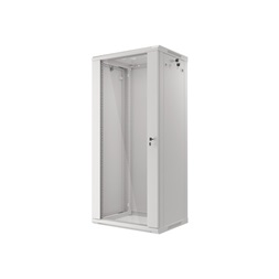Lanberg WF01-6427-10S 19" 27U SZÉL:600mm MÉLY:450mm MAG:1307mm lapraszerelt üvegajtós szürke fali rack szekrény