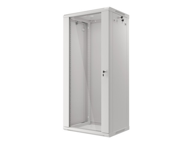 Lanberg WF01-6427-10S 19" 27U SZÉL:600mm MÉLY:450mm MAG:1307mm lapraszerelt üvegajtós szürke fali rack szekrény