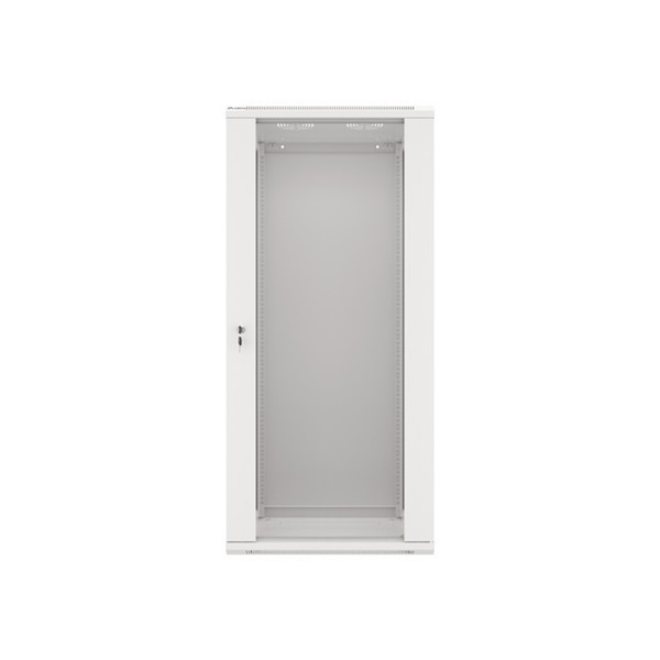 Lanberg WF01-6427-10S 19" 27U SZÉL:600mm MÉLY:450mm MAG:1307mm lapraszerelt üvegajtós szürke fali rack szekrény